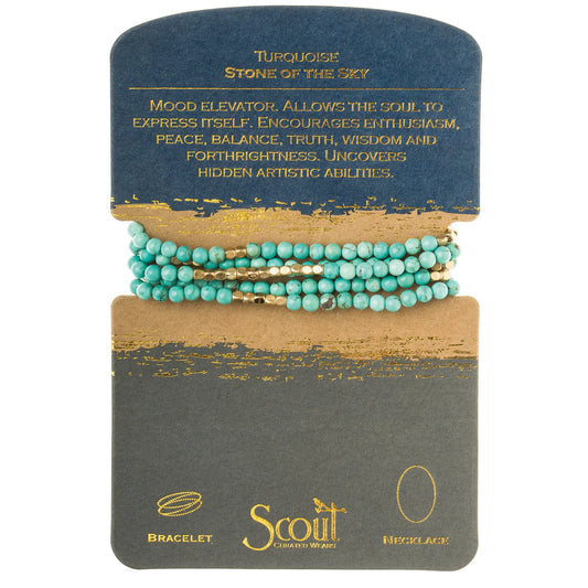 Stone Wrap Bracelet + Necklace Turquoise Gold - Stone Of The Sky