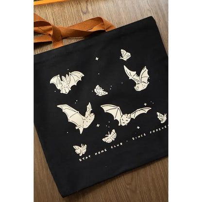 Echolocation Flat Tote | Black Canvas Tote Bag