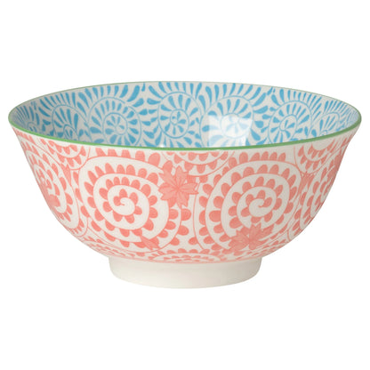 6" Stamped Bowl Orange and Blue Swirls