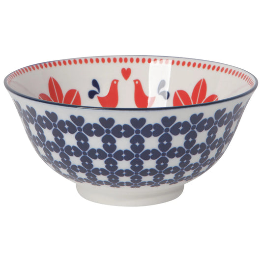 Stamped Bowl 6" Navy Bird