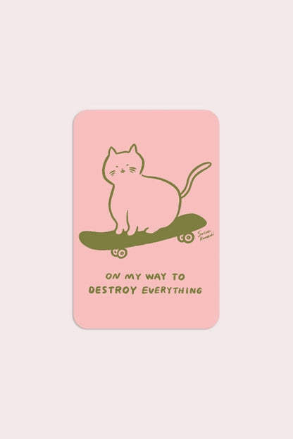 S67 Sk8 Cat Vinyl Sticker