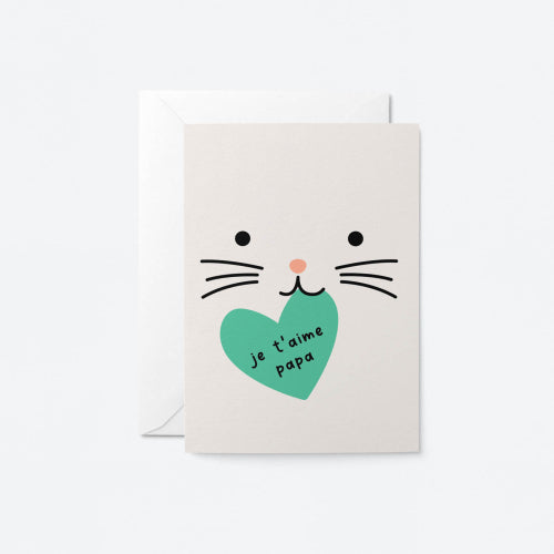 Cat Je T'aime Papa Card