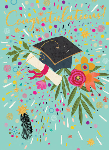 Grad Cap Burst Card