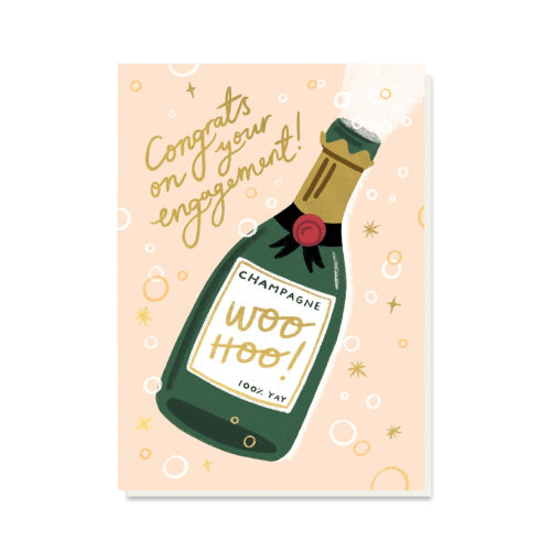 Champagne Engagement Card with Gold Foil