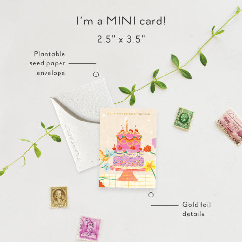 Cherry Cake Wedding Mini Greeting Card