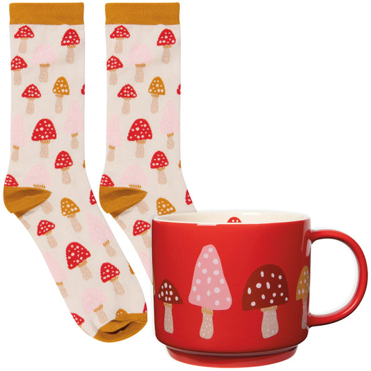Toadstool Sip & Sox Set of 2