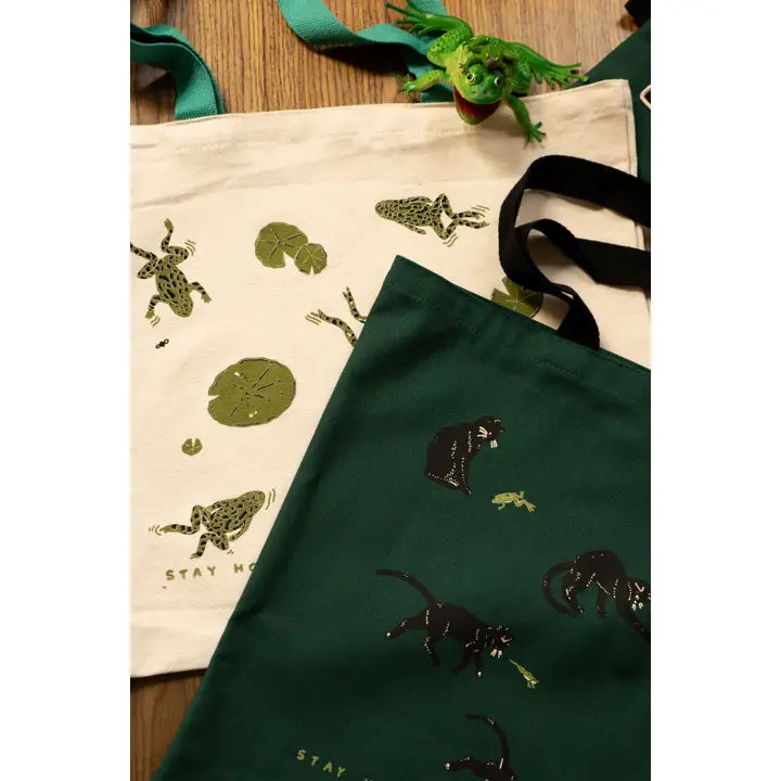 Frog Days Flat Tote | Two Tone Canvas Tote Bag