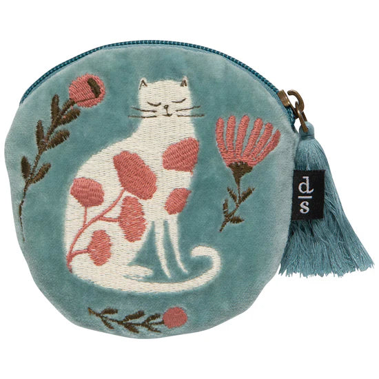 Embroidered Coin Pouch Catbloom