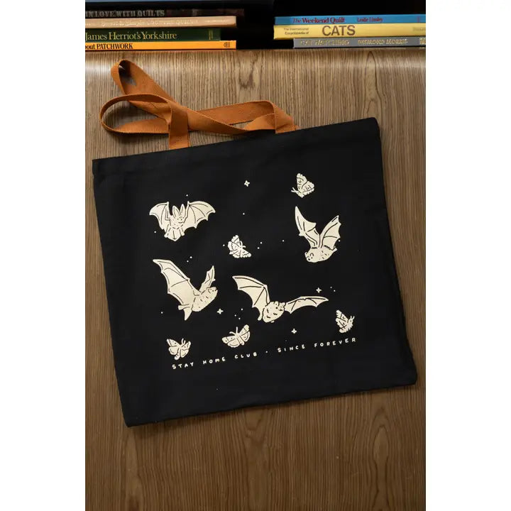 Echolocation Flat Tote | Black Canvas Tote Bag
