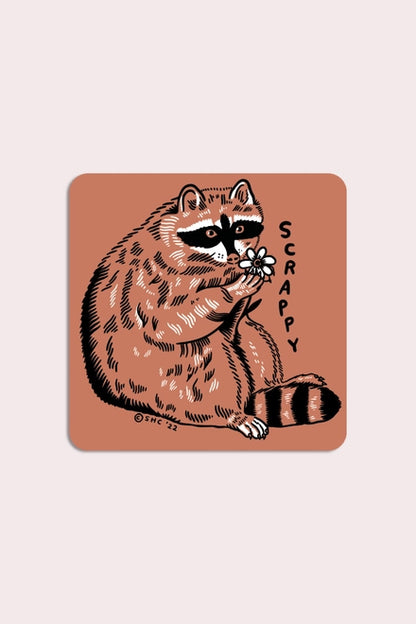 S106  Scrappy Raccoon Vinyl Sticker