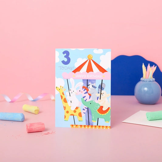 3rd Carousel Birthday Card