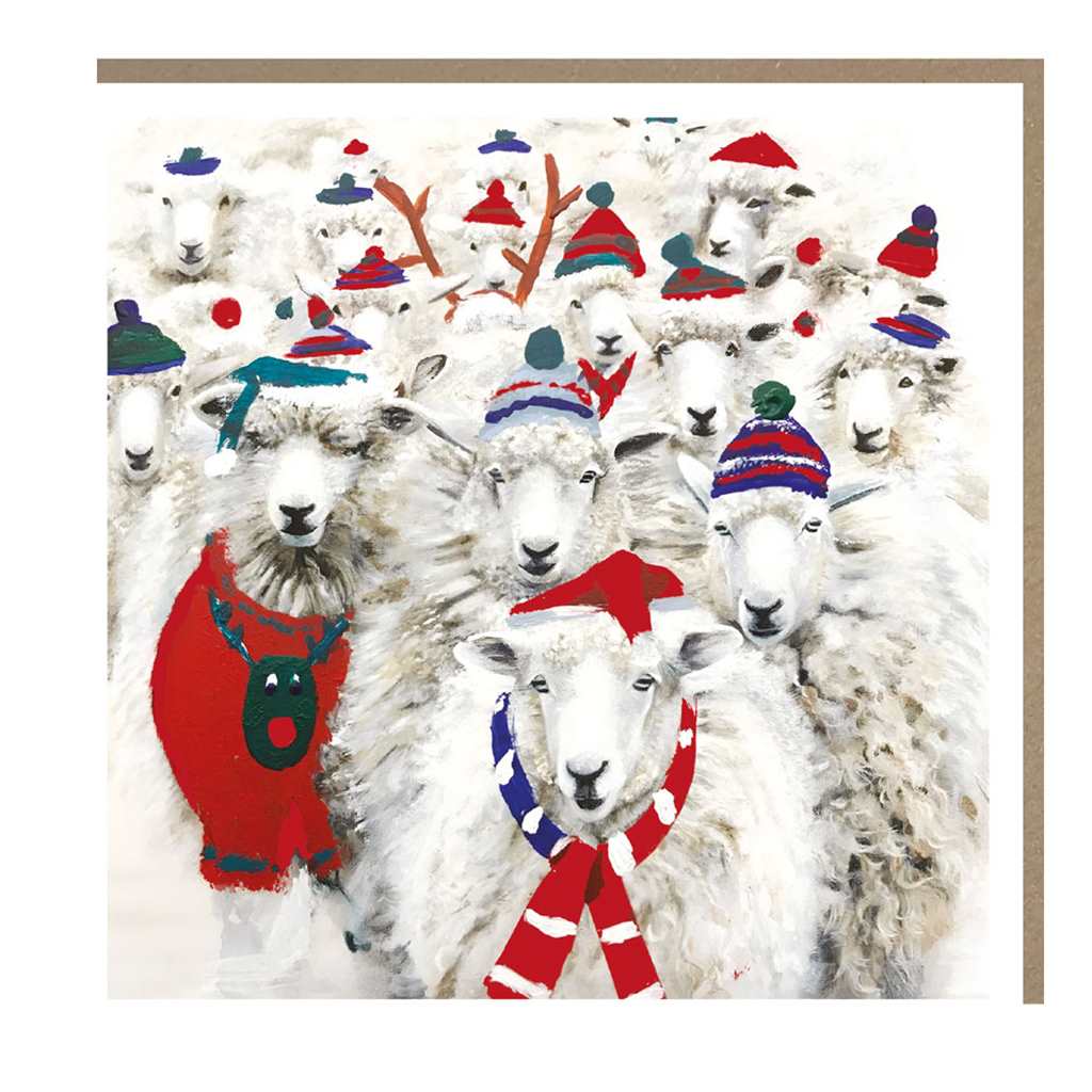 Herd of Holiday Sheeps Christmas Cards Cello Pack