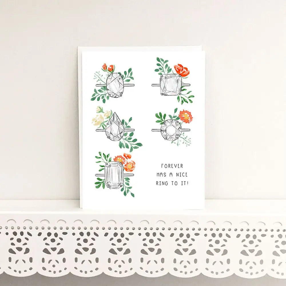 Floral Ring Engagement Card