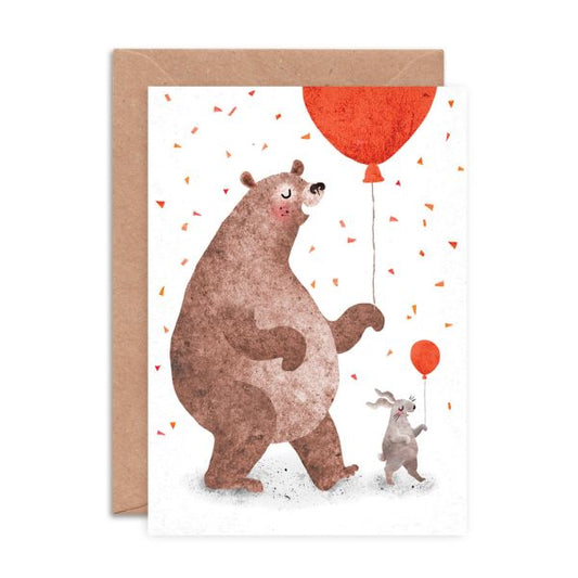 Bear And Bunny Dancing Card