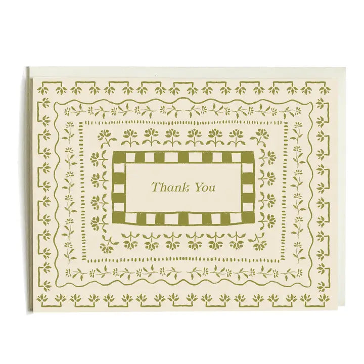 Stacked Border Curio Thank You Greeting Card