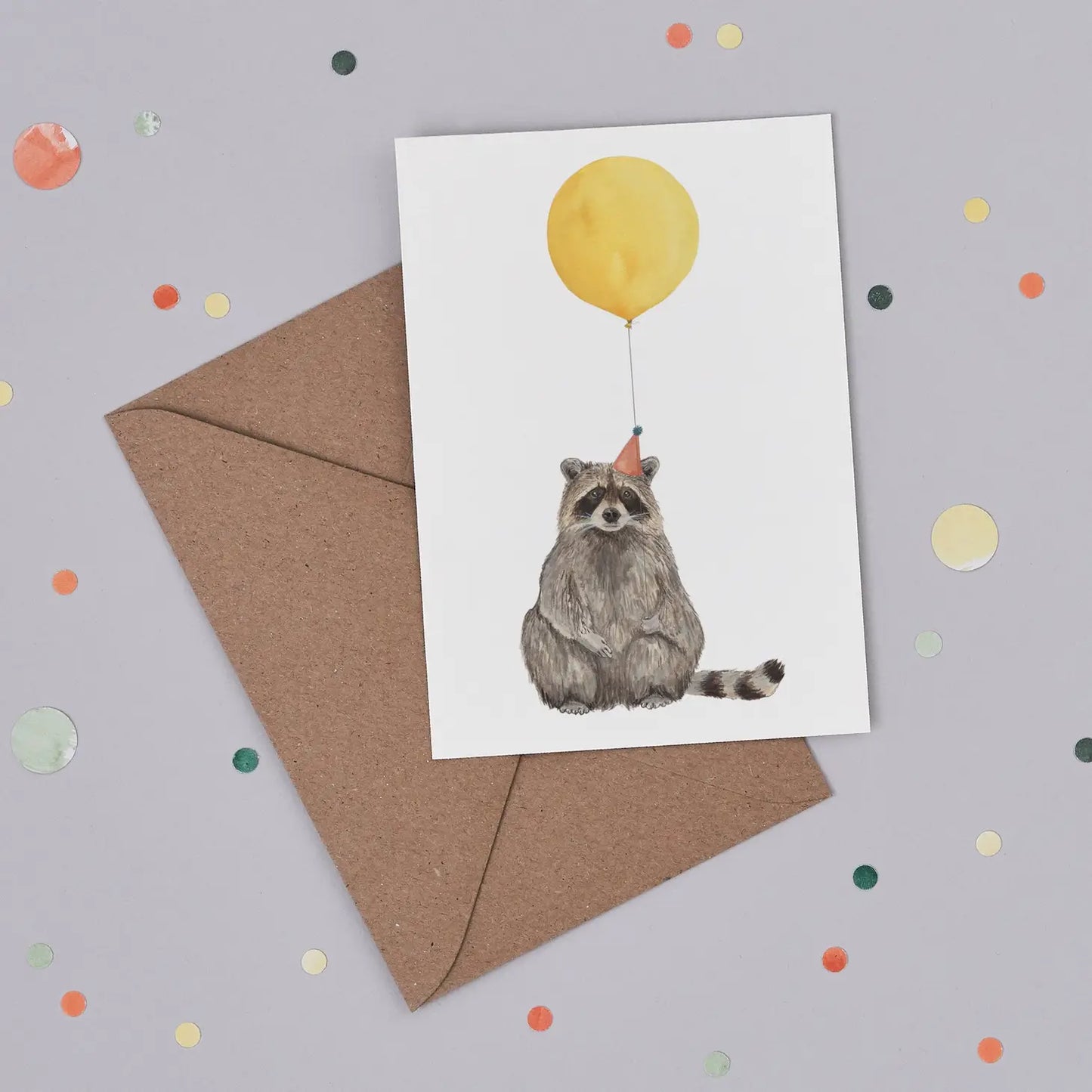 Balloon Animal Raccoon Card