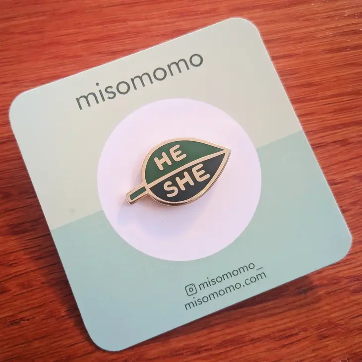 @163 Pronoun Leaf Pin - He / She