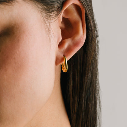 Small Paperclip Puff Hoop Earrings