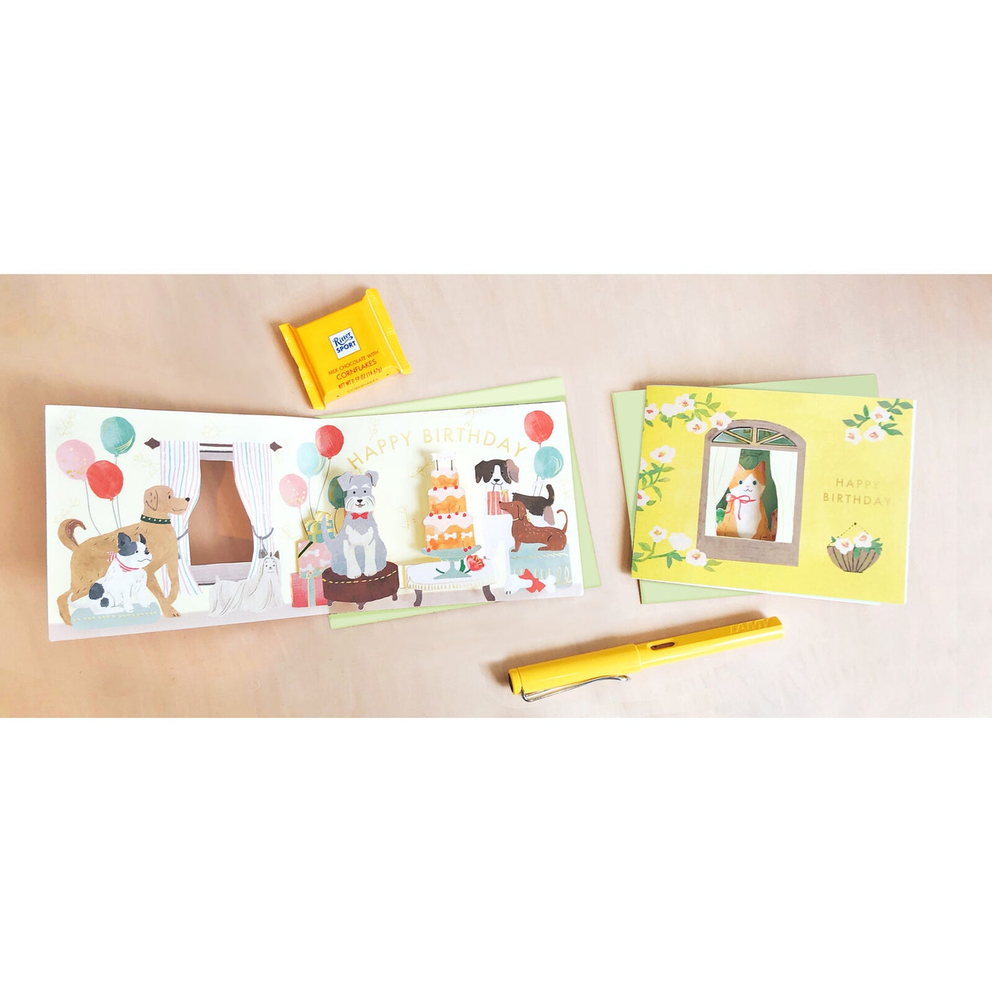 Birthday Window Cat Party Card