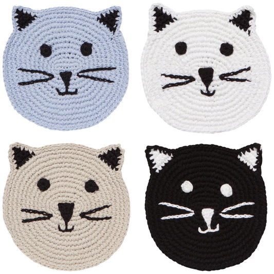 Meow & Furever Crochet Coasters Set of 4 Assorted