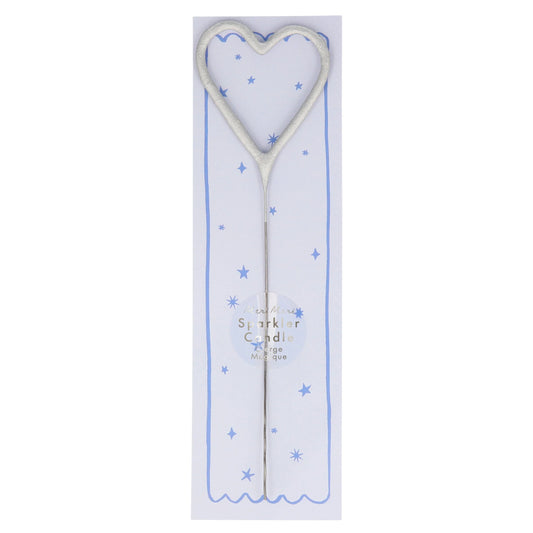Silver Sparkler Number Heart Candle