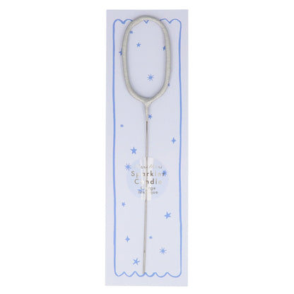 Silver Sparkler Number 0 Candle