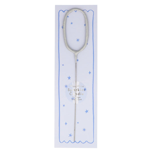 Silver Sparkler Number 0 Candle