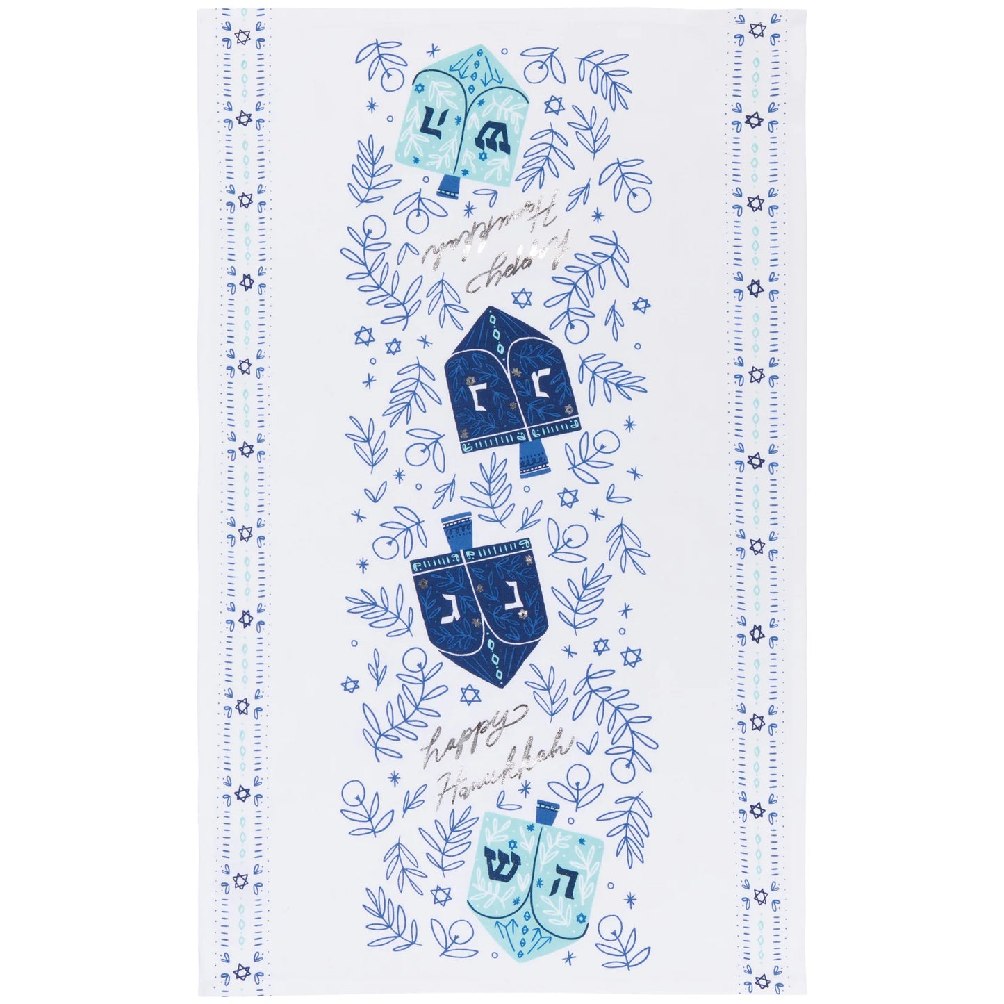 Deco Dreidels Printed Tea Towel