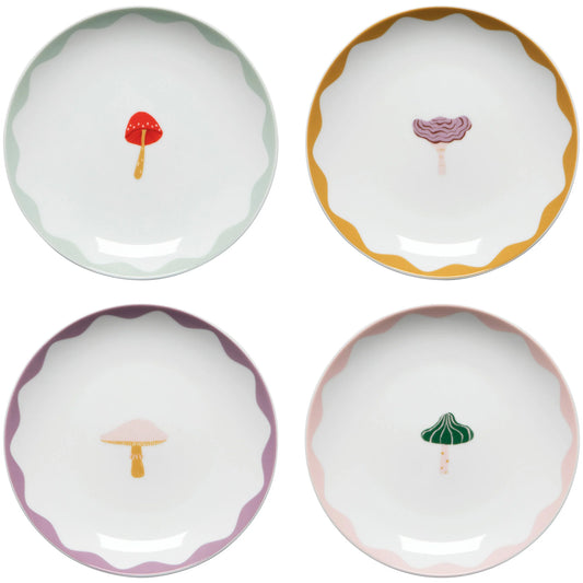 Mushroom Gems Appie Plates Set of 4