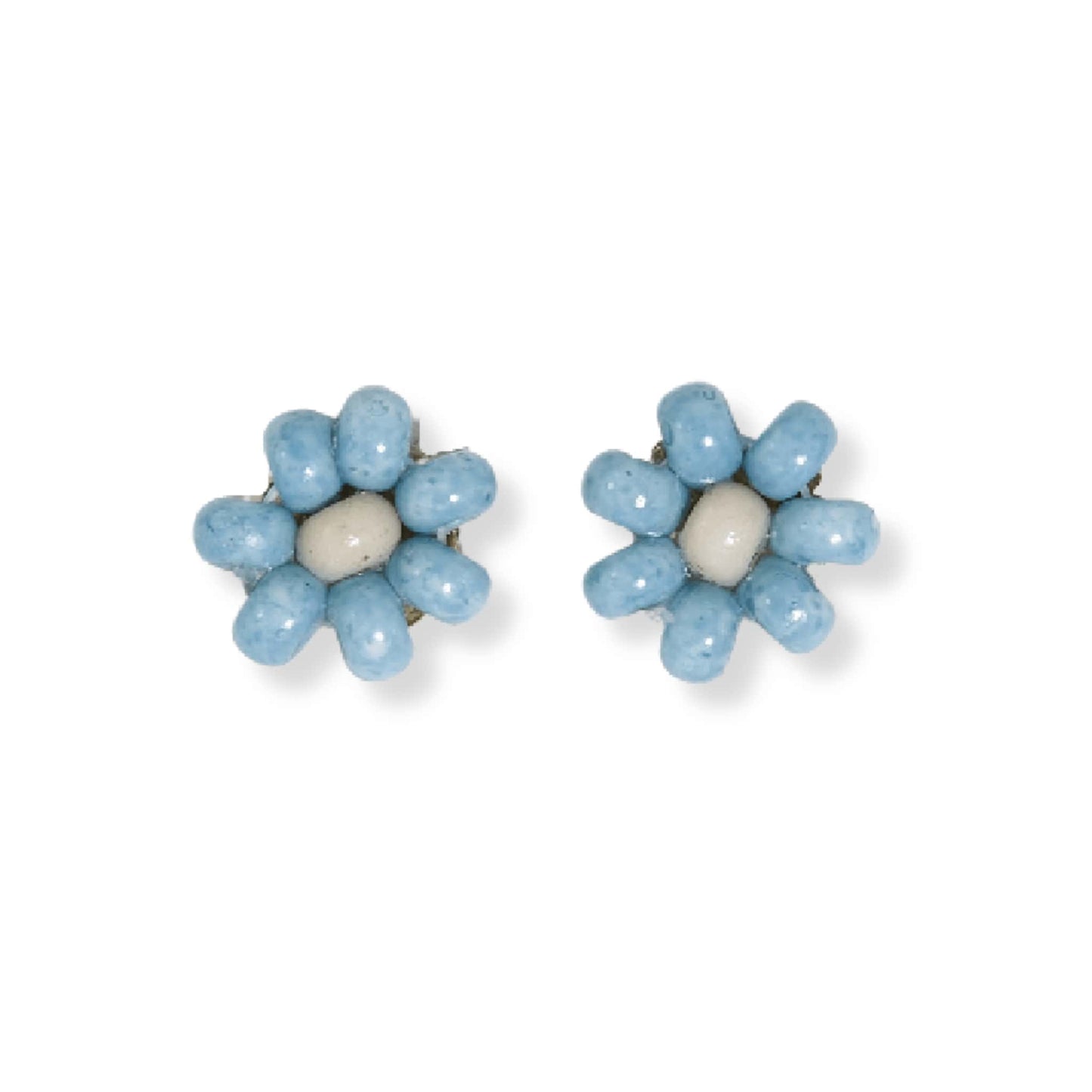 Tina Two Colour Beaded Post Earrings Light Blue