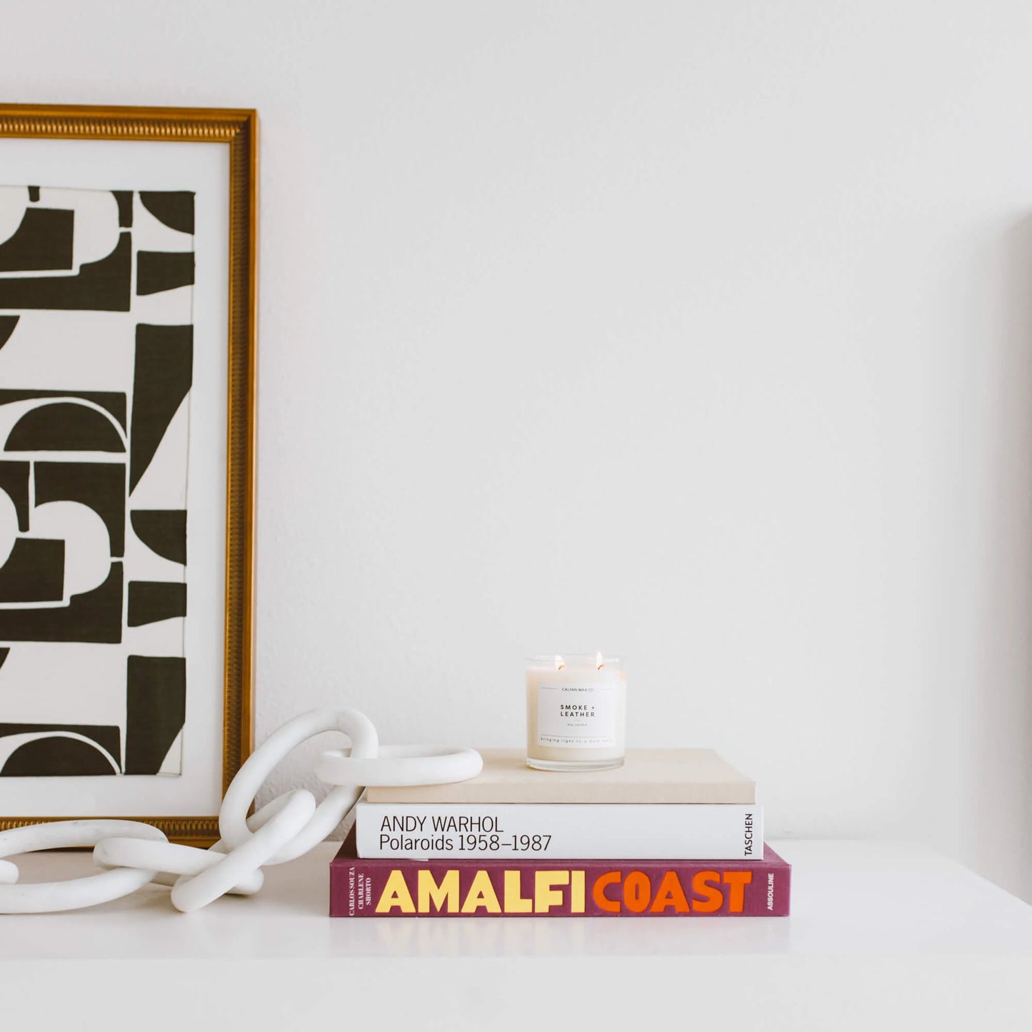 Glass Tumbler Soy Candle Smoke + Leather