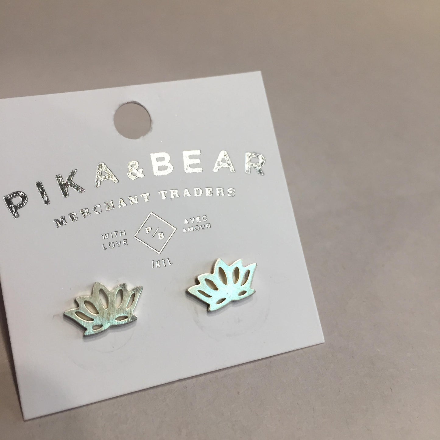 Kamala Lotus Stud Earrings Silver