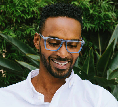 Swagger Gray Horn Blue Blue Light Glasses