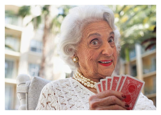 Woman Playing Cards Birthday Card