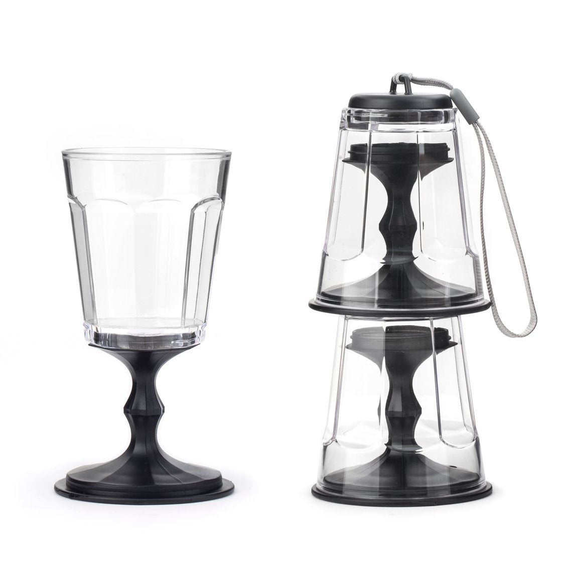 Portable Wine Glass Black Set/2