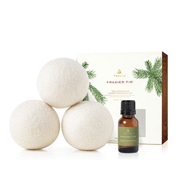 Frasier Fir Wool Dryer Balls & Laundry Fragrance Oil Set