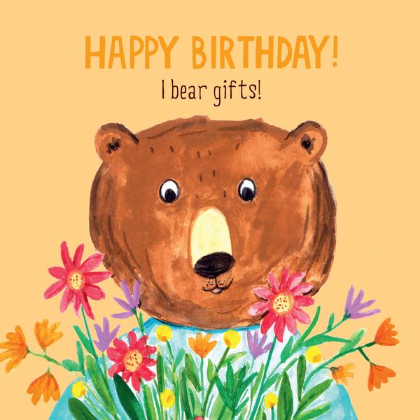 Birthday Bear Flowers Card