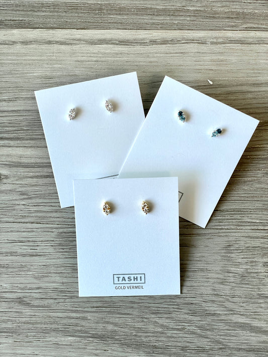 Tiny Double Stone Studs