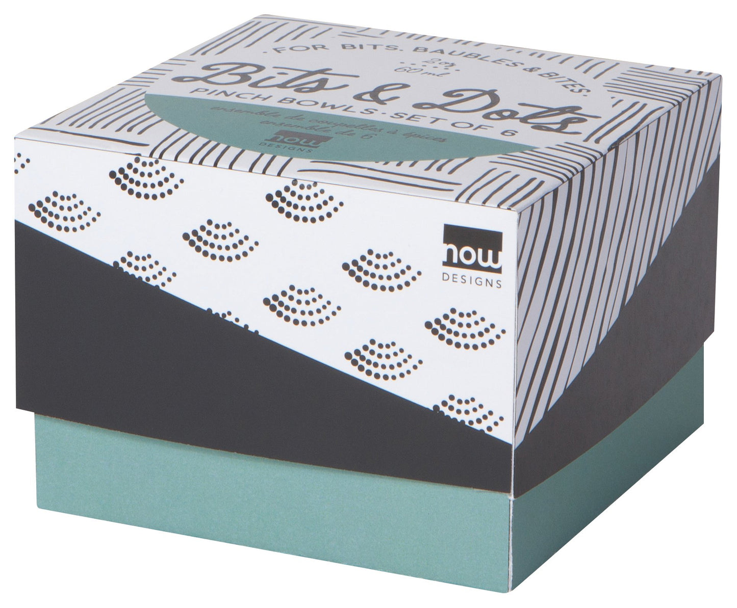 Bits and Dots Black and White Pinch Bowls Set of 6