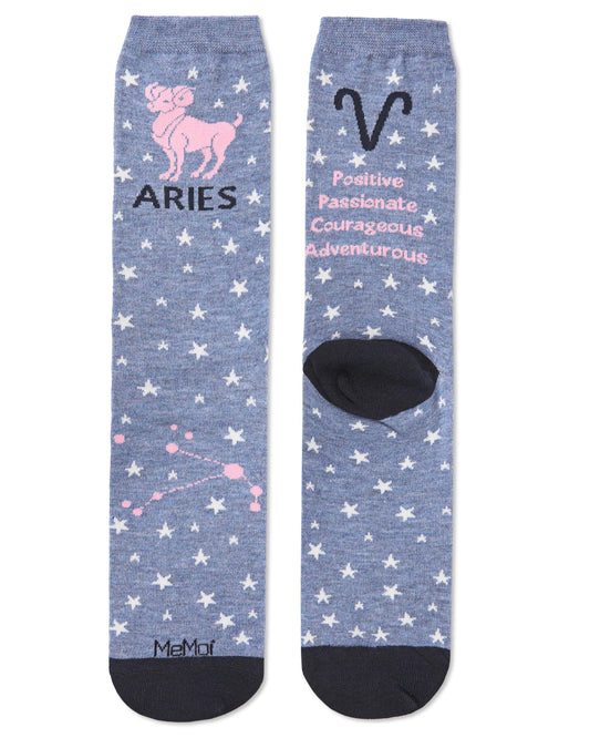 Aries Zodiac Sign Crew, Denim Heather Socks