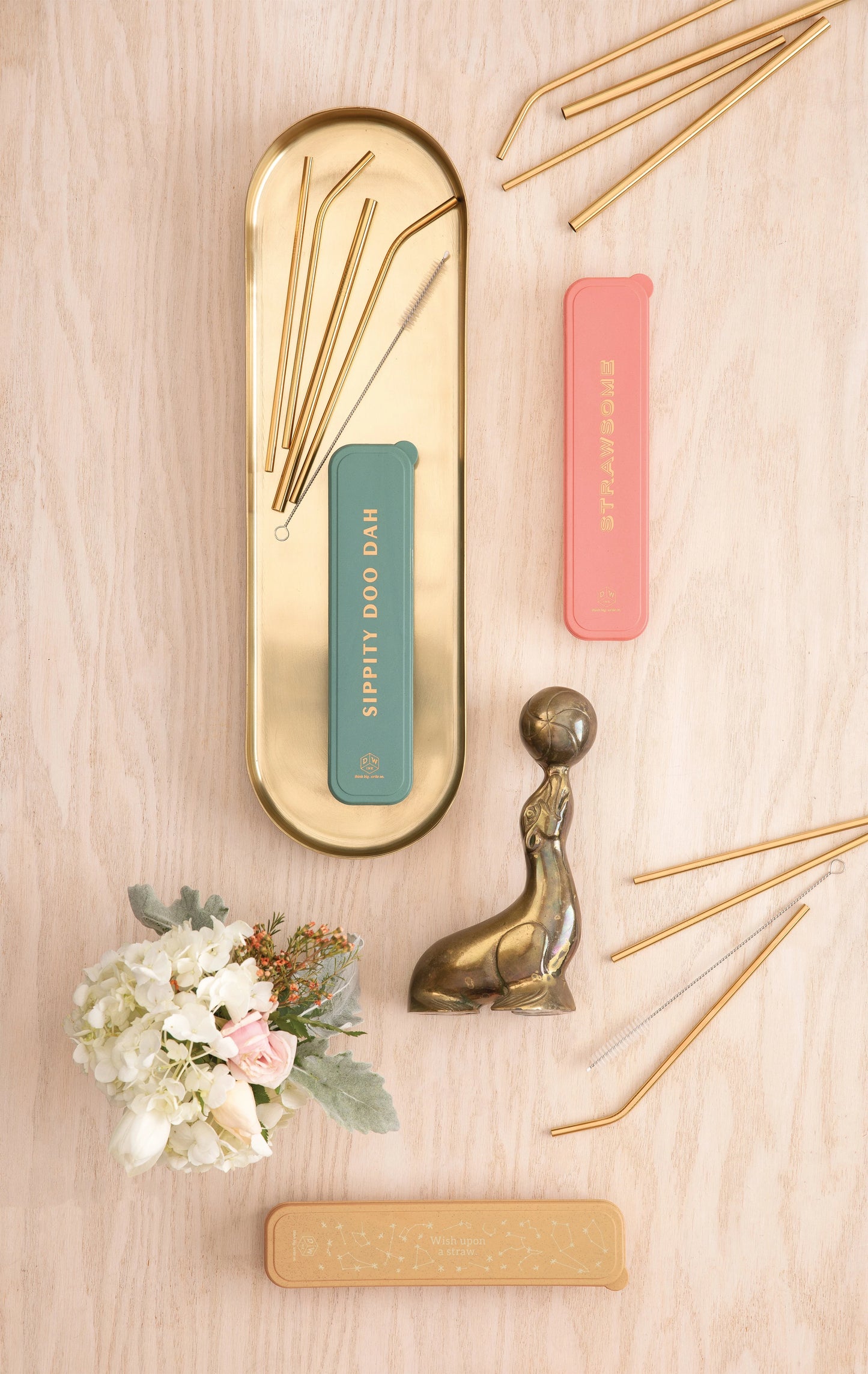 Ochre " Wish Upon A Straw" Stainless Steel Straw Set