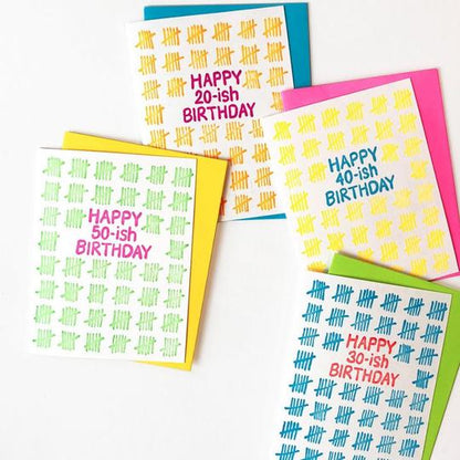 Letterpress Happy 30ish Bday Card