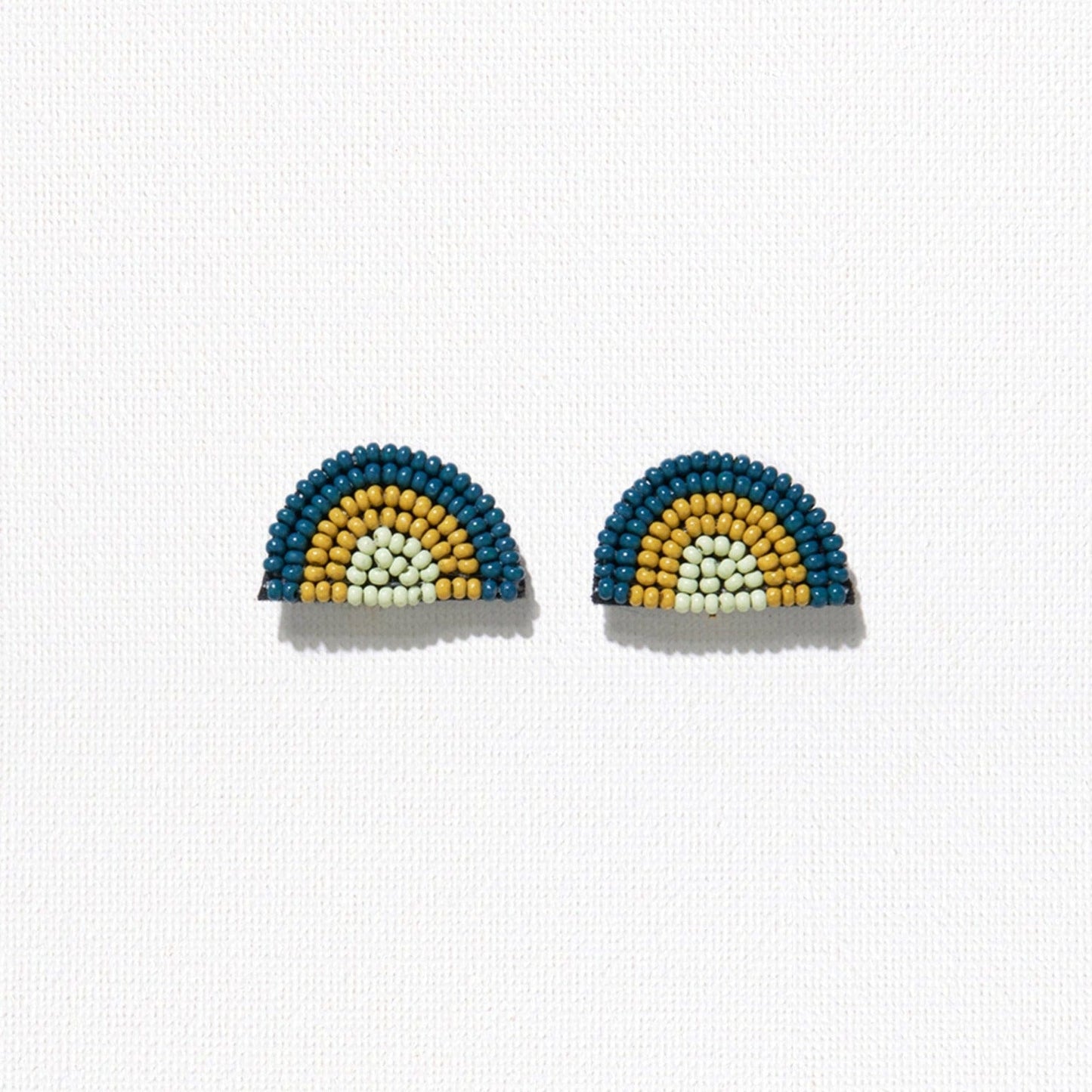 Peacock Citron Seed Bead Rainbow Post Earrings