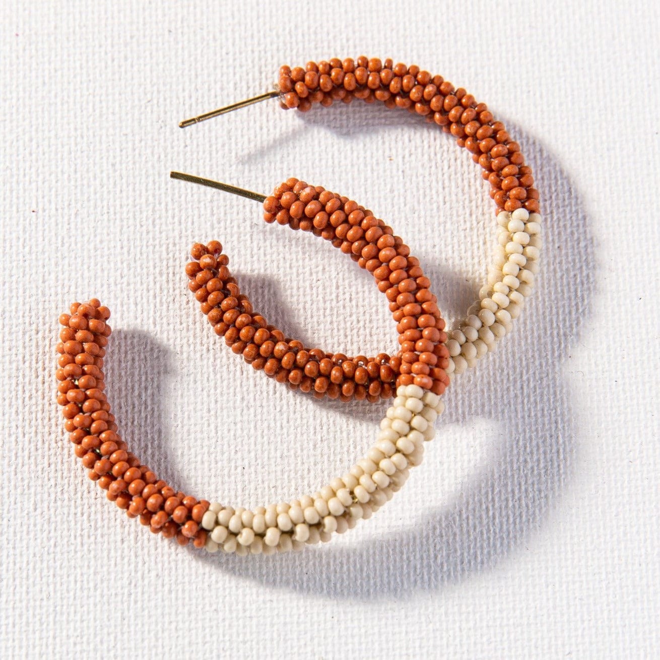 Rust Ivory Color Block Small Hoop