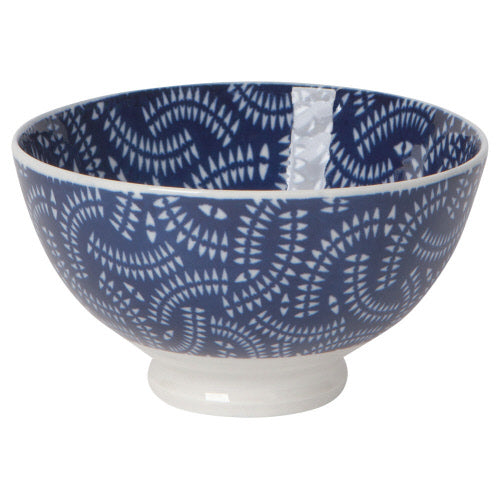 4" Stamped Bowl Indigo Geo